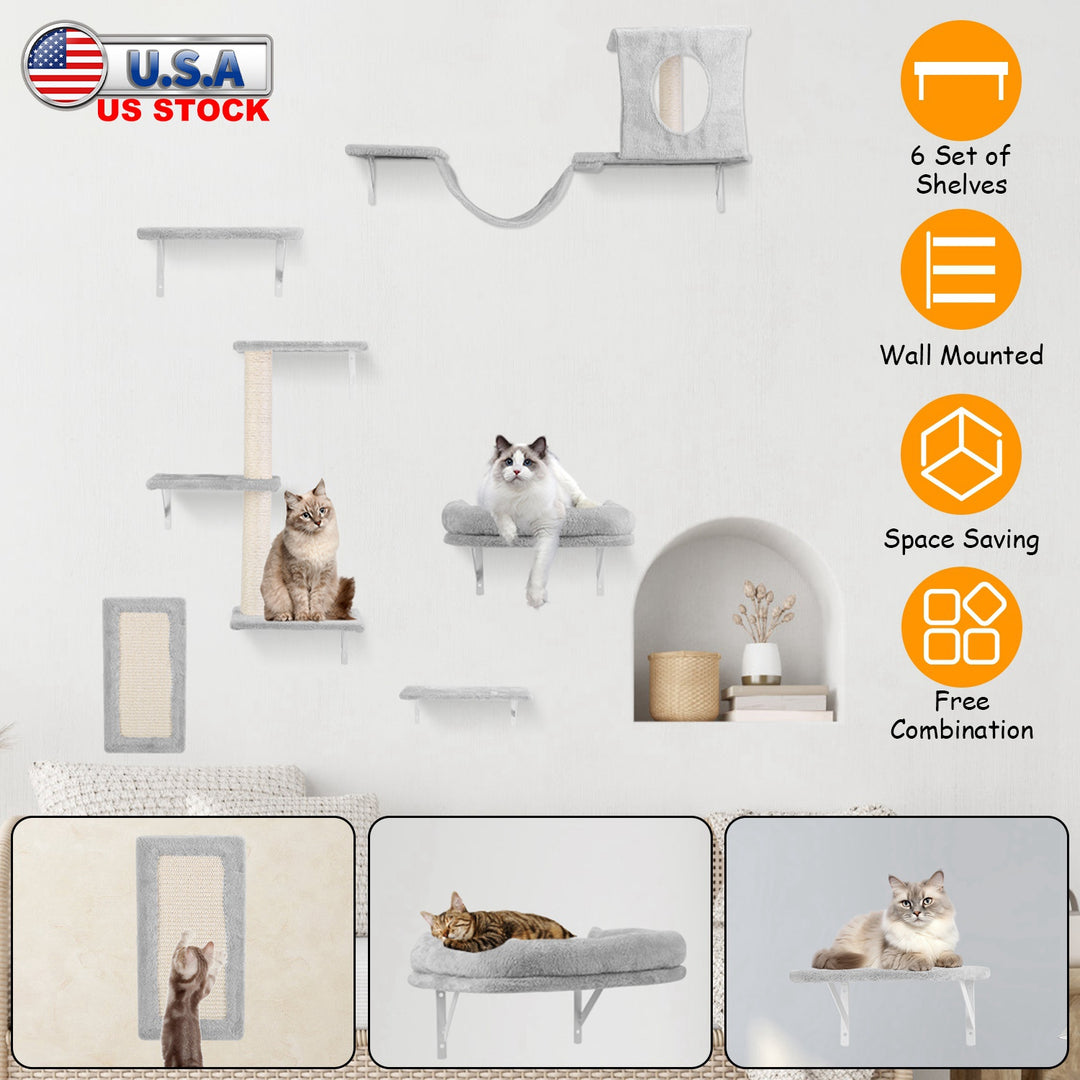 GBruno 6 Set of Cat Wall Shelves