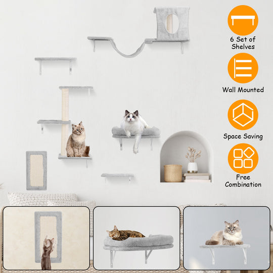 GBruno 6 Set of Cat Wall Shelves