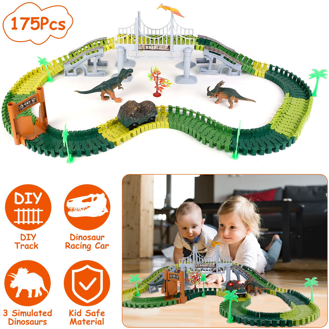 GBruno 175Pcs Dinosaur Race Track Set