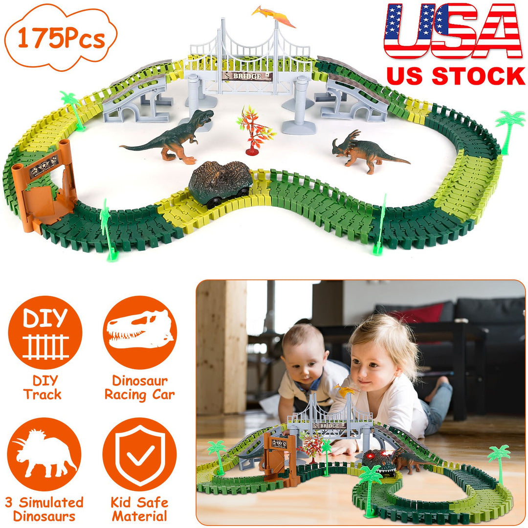 GBruno 175Pcs Dinosaur Race Track Set