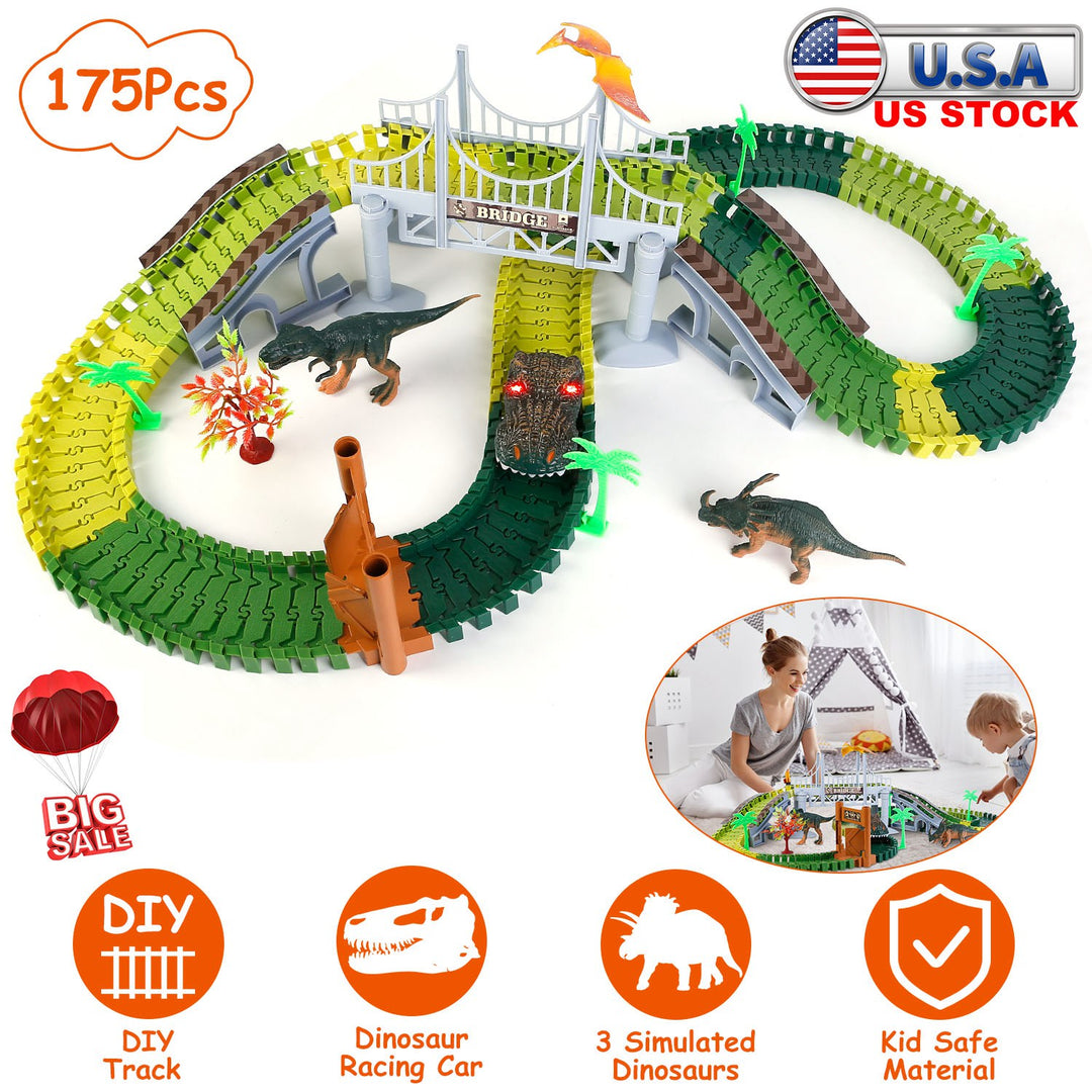 GBruno 175Pcs Dinosaur Race Track Set