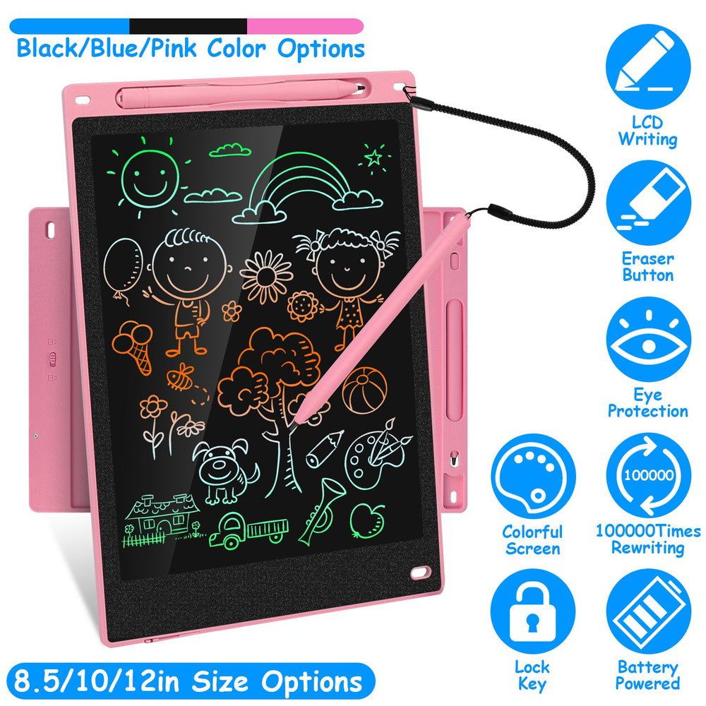 GBruno - 12in LCD Writing Tablet Electronic Colorful Graphic Doodle Board Kid Educational Learning Mini Drawing Pad with Lock Switch Stylus Pen For Kids 3+ Yea