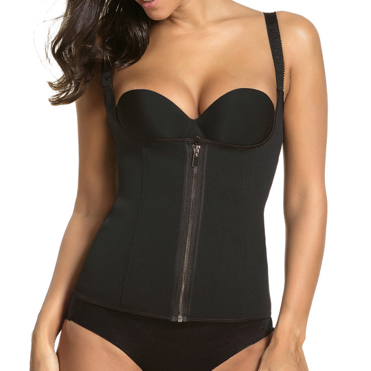 Zippered Waist Trainer Corset Waist Tummy Control Body Shaper Cincher Back Support with Adjustable Straps for Women