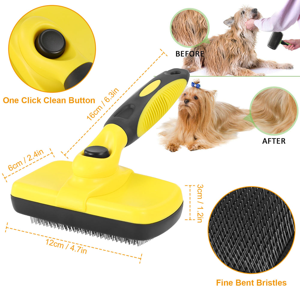 GBruno - Self Cleaning Slicker Brush Pets Dogs Grooming Shedding Tools Pet Hair Grooming Remover